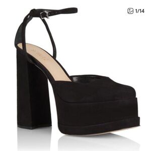 Schutz Luan Black Platform Pump Suede